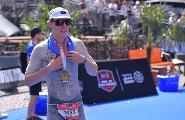 28.06.2026, xblx, Leichtathletik Ironman, Mainova IRONMAN European Championship, EM, Europameisterschaft Frankfurt 2026 v.l. Ziel, Nick Emde (DFL DFB REGULATIONS PROHIBIT ANY USE OF PHOTOGRAPHS as IMAGE SEQUENCES and or QUASI-VIDEO) Frankfurt *** June 28, 2026, xblx, Track and Field Ironman, Mainova IRONMAN European Championship Frankfurt 2026 v l Finish Line, Nick Emde DFL DFB REGULATIONS PROHIBIT ANY USE OF PHOTOGRAPHS as IMAGE SEQUENCES and or QUASI-VIDEO Frankfurt