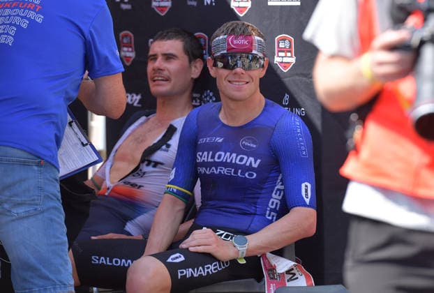 28.06.2026, xblx, Leichtathletik Ironman, Mainova IRONMAN European Championship, EM, Europameisterschaft Frankfurt 2026 v.l. Ziel, Gustav Iden (NOR), Casper Stornes (NOR) (DFL DFB REGULATIONS PROHIBIT ANY USE OF PHOTOGRAPHS as IMAGE SEQUENCES and or QUASI-VIDEO) Frankfurt *** June 28, 2026, xblx, Track and Field Ironman, Mainova IRONMAN European Championship Frankfurt 2026 v l Finish Line, Gustav Iden NOR, Casper Stornes NOR DFL DFB REGULATIONS PROHIBIT ANY USE OF PHOTOGRAPHS as IMAGE SEQUENCES and or QUASI-VIDEO Frankfurt
