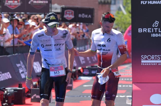 28.06.2026, xblx, Leichtathletik Ironman, Mainova IRONMAN European Championship, EM, Europameisterschaft Frankfurt 2026 v.l. Ziel, Magnus Ditlev (DNK), Jan Stratmann (DEU) (DFL DFB REGULATIONS PROHIBIT ANY USE OF PHOTOGRAPHS as IMAGE SEQUENCES and or QUASI-VIDEO) Frankfurt *** June 28, 2026, xblx, Track and Field Ironman, Mainova IRONMAN European Championship Frankfurt 2026 v l Finish Line, Magnus Ditlev DNK, Jan Stratmann DEU DFL DFB REGULATIONS PROHIBIT ANY USE OF PHOTOGRAPHS AS IMAGE SEQUENCES AND OR QUASI-VIDEO Frankfurt