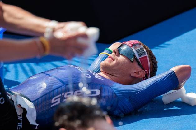 MAINOVA IRONMAN Frankfurt European Championship, EM, Europameisterschaft Triathlon mit den Disziplinen Schwimmen, Radfahren und Marathonlauf in Frankfurt am Main. Norweger Casper Stornes gewinnt in Frankfurt den EM-Titel. Frankfurt am Main Am Römer Hessen Deutschland *** MAINOVA IRONMAN Frankfurt European Championship Triathlon, featuring swimming, cycling, and a marathon, in Frankfurt am Main. Norway s Casper Stornes wins the European Championship title in Frankfurt. Frankfurt am Main, at the Römer, Hesse, Germany