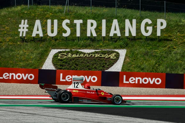 F1 - AUSTRIAN GRAND PRIX 2026 Mathias Lauda driving Niki Lauda Ferrari 312T from 1975 in action at the tribute parade during the Formula 1 Austrian Grand Prix 2026, 8th round of the 2026 Formula One World Championship, WM, Weltmeisterschaft from June 26 to 28, 2026 on the Red Bull Ring, in Spielberg, Austria - SpielbergAustria  Copyright: xFLORENTxGOODENx