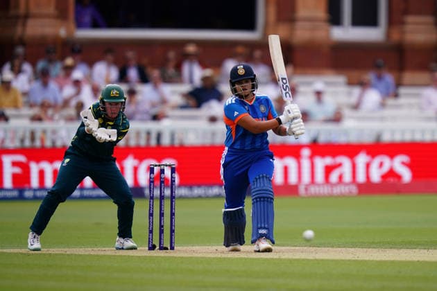 Shafali Verma of India during the ICC Women s T20 World Cup match between Australia women and India women at Lords, London, England on 28 June 2026.  Copyright: xCharliexCarterx PMI-7286-0001
