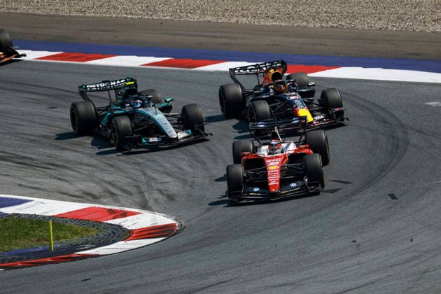 F1 - AUSTRIAN GRAND PRIX 2026 16 LECLERC Charles (mco), Scuderia Ferrari SF-26, action 12 KIMI ANTONELLI Andrea (ita), Mercedes AMG F1 Team W17, action 03 VERSTAPPEN Max (nld), Red Bull Racing Ford RB22, action during the Formula 1 Austrian Grand Prix 2026, 8th round of the 2026 Formula One World Championship, WM, Weltmeisterschaft from June 26 to 28, 2026 on the Red Bull Ring, in Spielberg, Austria - SpielbergAustria  Copyright: xFLORENTxGOODENx