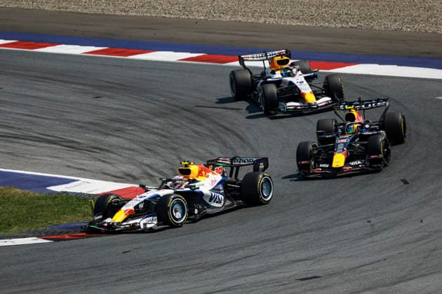 F1 - AUSTRIAN GRAND PRIX 2026 30 LAWSON Liam (nzl), Visa Cash App RB F1 Team VCARB03, action 06 HADJAR Isack (fra), Red Bull Racing Ford RB22, action 41 LINDBLAD Arvid (gbr), Visa Cash App RB F1 Team VCARB03, action during the Formula 1 Austrian Grand Prix 2026, 8th round of the 2026 Formula One World Championship, WM, Weltmeisterschaft from June 26 to 28, 2026 on the Red Bull Ring, in Spielberg, Austria - SpielbergAustria  Copyright: xFLORENTxGOODENx