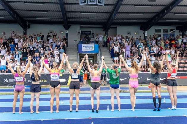 RATINGEN, GERMANY - JUNE 28, 2026 : the girls of the hepathlon with first placed Annik Kälin (SUI Switzerland) competing during the Multisport Event at Stadion Ratingen on June 28, 2026 in Ratingen, Germany. Nordrhein-Westfalen Germany Copyright: xLeahxKohringx