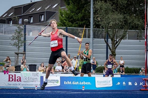 RATINGEN, GERMANY - JUNE 28, 2026 : Moritz Bartko (GER Germany) competing in the javelin during the Multisport Event at Stadion Ratingen on June 28, 2026 in Ratingen, Germany. Nordrhein-Westfalen Germany Copyright: xLeahxKohringx