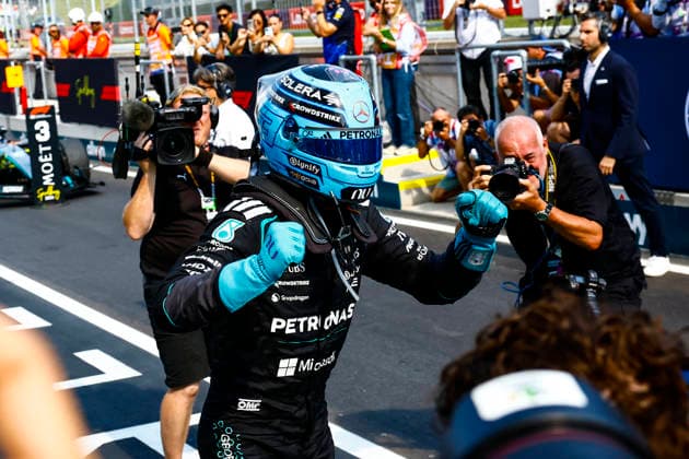 Formula 1 Lenovo Austrian Grand Prix 2026. Race Winner George Russell (GBR), Mercedes-AMG Petronas F1 Team, F1 W17 during Formula 1 Lenovo Austrian Grand Prix 2026. on June 28., 2026 in Red Bull Ring, Spielberg, Austria Zsombor Toth Spielberg Red bull Ring Styria Austria
