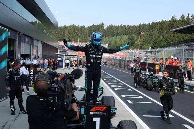28.06.2026, Red Bull Ring, Spielberg, Formel 1 Großer Preis von Österreich 2026 , im Bild Sieger George Russell (GBR), Mercedes-AMG Petronas Formula One Team (Photo by Alessandro Martellotta Hasan Bratic DeFodi Images) - *** June 28, 2026, Red Bull Ring, Spielberg, 2026 Formula 1 Austrian Grand Prix; pictured: winner George Russell (GBR), Mercedes AMG Petronas Formula One Team. Photo by Alessandro Martellotta, Hasan Bratic, DeFodi Images
