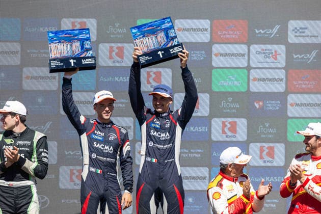 AUTO - WRC, Motorsport Rallye, WM - ACROPOLIS RALLY GREECE 2026 FONTANA Matteo, ARNABOLDI Alessandro, Ford Fiesta Rally3, portrait, podium, portrait during the 2026 Acropolis Rally Greece, 8th round of the 2026 WRC World Rally Car Championship, from June 25 to 28, 2026 at Loutraki, Greece - LoutrakiGreece  Copyright: xNikosxKatikisx