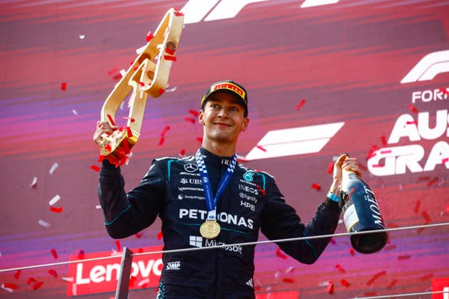 Formula 1 Lenovo Austrian Grand Prix 2026. Race Winner George Russell (GBR), Mercedes-AMG Petronas F1 Team, F1 W17 during Formula 1 Lenovo Austrian Grand Prix 2026. on June 28., 2026 in Red Bull Ring, Spielberg, Austria Zsombor Toth Spielberg Red bull Ring Styria Austria