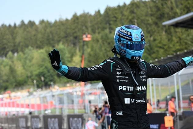 George Russell 63, Mercedes-AMG Petronas F1 Team, Siegerehrung,Rennen, Grosser Preis von Oesterreich, Motorsport, Herren, Formel 1, 28.06.2026 Spielberg Steiermark Austria *** George Russell 63, Mercedes AMG Petronas F1 Team, Podium Ceremony, Race, Austrian Grand Prix, Motorsports, Men, Formula 1, June 28, 2026, Spielberg, Styria, Austria Copyright: xkolbert-press MartinxWdziecznyx