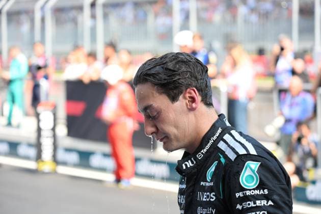 George Russell 63, Mercedes-AMG Petronas F1 Team, Siegerehrung,Rennen, Grosser Preis von Oesterreich, Motorsport, Herren, Formel 1, 28.06.2026 Spielberg Steiermark Austria *** George Russell 63, Mercedes AMG Petronas F1 Team, Podium Ceremony, Race, Austrian Grand Prix, Motorsports, Men, Formula 1, June 28, 2026, Spielberg, Styria, Austria Copyright: xkolbert-press MartinxWdziecznyx