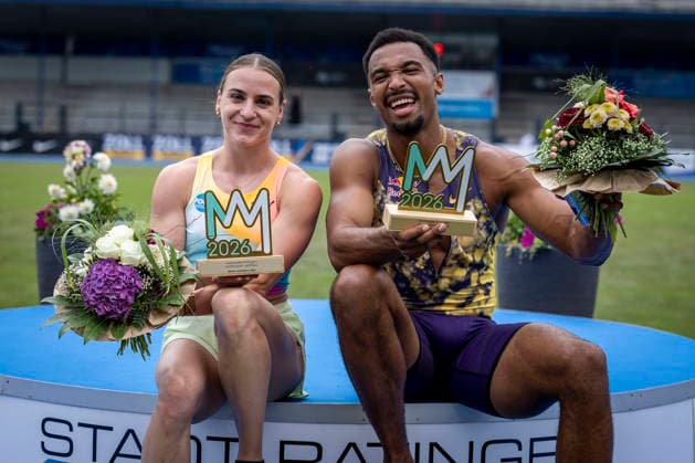 RATINGEN, GERMANY - JUNE 28, 2026 : Annik Kälin (SUI Switzerland) and Leo Neugebauer (GER Germany) the winner of the Multisport Event at Stadion Ratingen on June 28, 2026 in Ratingen, Germany. Nordrhein-Westfalen Germany Copyright: xLeahxKohringx