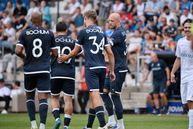 Jubel Bochum, v.re., Philipp Hofmann (VfL Bochum), Tom Meyer (VfL Bochum), Berkan Taz (VfL Bochum), Jean Manuel Mbom (VfL Bochum) 28.06.2026, Fussball 2. Bundesliga, Saison 2026 2027, Testspiel, VfL Bochum - Vonovia Allstars Bochum Vonovia Ruhrstadion Nordrhein Westfalen Deutschland *** Jubel Bochum, v re , Philipp Hofmann (VfL Bochum), Tom Meyer (VfL Bochum), Berkan Taz (VfL Bochum), Jean Manuel Mbom (VfL Bochum) June 28, 2026, Soccer, 2. Bundesliga, 2026–2027 season, Friendly Match, VfL Bochum vs. Vonovia Allstars, Bochum, Vonovia Ruhrstadion, North Rhine-Westphalia, Germany Team2
