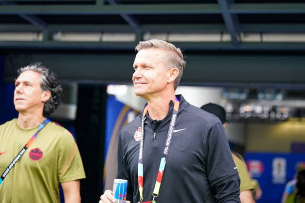 USA: Fußball FIFA World Cup, WM, Weltmeisterschaft, Fussball 2026, Sechzehntelfinale, Round of 32, Südafrika vs Kanada, South Africa vs Canada, SoFi Stadium (Inglewood, Los Angeles County, Kalifornien): Jesse Marsch (Trainer Kanada) *** USA Soccer 2026 FIFA World Cup, Round of 32, South Africa vs. Canada, SoFi Stadium, Inglewood, Los Angeles County, California; Jesse Marsch, Head Coach of Canada Copyright: xJOERANxSTEINSIEKx