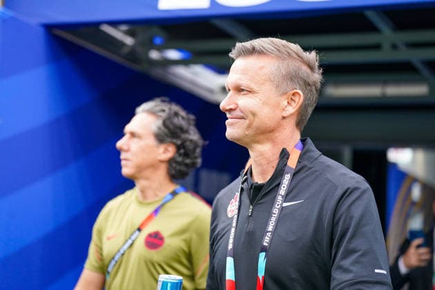 USA: Fußball FIFA World Cup, WM, Weltmeisterschaft, Fussball 2026, Sechzehntelfinale, Round of 32, Südafrika vs Kanada, South Africa vs Canada, SoFi Stadium (Inglewood, Los Angeles County, Kalifornien): Jesse Marsch (Trainer Kanada) *** USA Soccer 2026 FIFA World Cup, Round of 32, South Africa vs. Canada, SoFi Stadium, Inglewood, Los Angeles County, California; Jesse Marsch, Head Coach of Canada Copyright: xJOERANxSTEINSIEKx