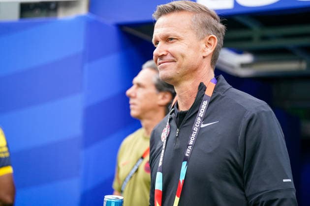 USA: Fußball FIFA World Cup, WM, Weltmeisterschaft, Fussball 2026, Sechzehntelfinale, Round of 32, Südafrika vs Kanada, South Africa vs Canada, SoFi Stadium (Inglewood, Los Angeles County, Kalifornien): Jesse Marsch (Trainer Kanada) *** USA Soccer 2026 FIFA World Cup, Round of 32, South Africa vs. Canada, SoFi Stadium, Inglewood, Los Angeles County, California; Jesse Marsch, Head Coach of Canada Copyright: xJOERANxSTEINSIEKx