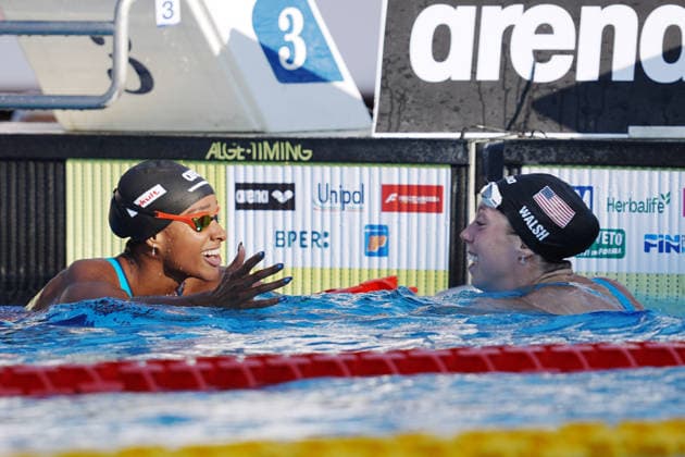 Gretchen Walsh from USA sets the world record in the 50m freestyle at the 62 th Trofeo Settecolli at Foro Italico in Rome, Italy Sunday, June 28, 2026. - swimming .  Copyright: xGianxMattiaxD Alberto LaPressex