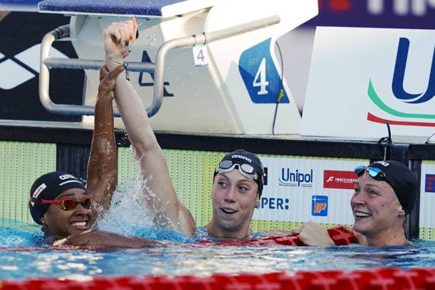 Gretchen Walsh from USA sets the world record in the 50m freestyle at the 62 th Trofeo Settecolli at Foro Italico in Rome, Italy Sunday, June 28, 2026. - swimming .  Copyright: xGianxMattiaxD Alberto LaPressex