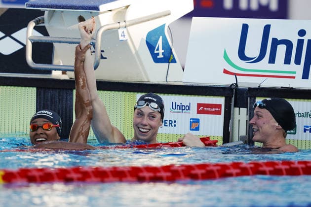 Gretchen Walsh from USA sets the world record in the 50m freestyle at the 62 th Trofeo Settecolli at Foro Italico in Rome, Italy Sunday, June 28, 2026. - swimming .  Copyright: xGianxMattiaxD Alberto LaPressex