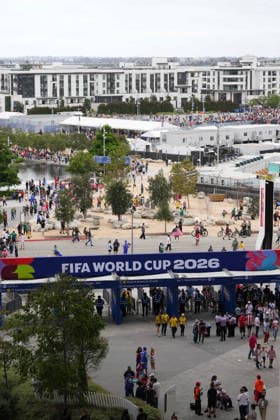 RECORD DATE NOT STATED 28th June 2026; SoFi Stadium, Los Angeles, California, United States of America; FIFA World Cup, WM, Weltmeisterschaft, Fussball Football, South Africa versus Canada; fans arrive at SoFi Stadium AlecxBrown