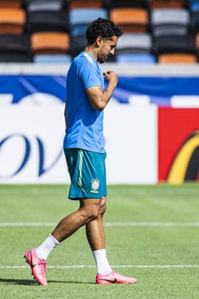 Marquinhos of Brazil gestures during the Brazil training session during the FIFA World Cup, WM, Weltmeisterschaft, Fussball 2026 at Houston Dash and Dynamo Stadium on June 28th,2026 (Photo by Joao Bravo Sports Press Photo)  Copyright: xJoaoxBravo SportsxPressxPhotox Sportspressphoto_SPR179456
