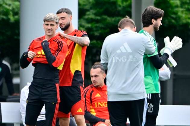 Belgian national football team - FIFA World Cup, WM, Weltmeisterschaft, Fussball 2026 - media activities 28 06 2026 RENTON, UNITED STATES OF AMERICA - JUNE 28 : Saelemaekers Alexis midfielder of Belgium and Debast Zeno defender of Belgium pictured during a training session of the Belgian national football team during the FIFA World Cup 2026 on June 28, 2026 in Renton, United States of America, 28 06 2026 Renton United States of America  Copyright: xJanxDexMeuleneirx