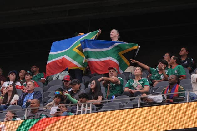 South Africa v Canada - FIFA World Cup, WM, Weltmeisterschaft, Fussball 2026 - Round of 32 INGLEWOOD, CALIFORNIA - JUNE 28: Fans show their support prior the 2026 FIFA World Cup Round of 32 match between South Africa and Canada at Los Angeles Stadium (SoFi Stadium) in Inglewood, California, United States on June 28, 2026. Tayfun Coskun Anadolu California United States. Editorial use only. Please get in touch for any other usage.  Copyright: x2026xAnadoluxTayfunxCoskunx