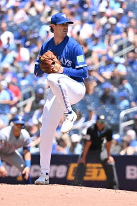 June 28, 2026, Toronto, On, Canada: Toronto Blue Jays starting pitcher Shane Bieber (57) throws to a Texas Rangers batter during first inning MLB, Baseball Herren, USA baseball action in Toronto on Sunday June 28, 2026. Canada News - June 28, 2026  - ZUMAc35_ 20260628_zaf_c35_003 Copyright: xJonxBlackerx