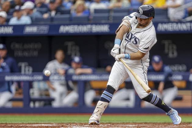June 28, 2026, St. Petersburg, Florida, USA: Tampa Bay Rays first baseman Jonathan Aranda (8) hits in the second inning against the Arizona Diamondbacks on Sunday, June 28, 2026 in St. Petersburg. Florida News - June 28, 2026  - ZUMAs70_ 0860238091st Copyright: xLuisxSantanax