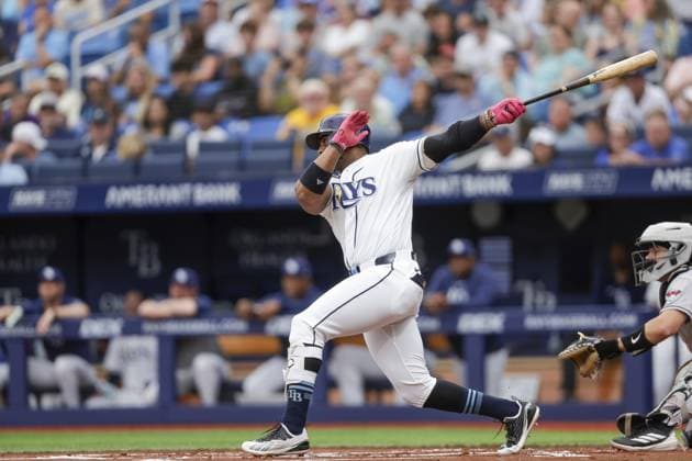 June 28, 2026, St. Petersburg, Florida, USA: Tampa Bay Rays designated hitter Yandy DoÂ­az (2) hits a single in the first inning against the Arizona Diamondbacks on Sunday, June 28, 2026 in St. Petersburg. St. Petersburg USA - ZUMAs70_ 0860238221st Copyright: xLuisxSantanax