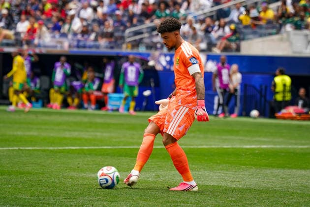 USA: Fußball FIFA World Cup, WM, Weltmeisterschaft, Fussball 2026, Sechzehntelfinale, Round of 32, Südafrika vs Kanada, South Africa vs Canada, SoFi Stadium (Inglewood, Los Angeles County, Kalifornien): Ronwen Williams (Südafrika 1) *** USA Soccer 2026 FIFA World Cup, Round of 32, South Africa vs. Canada, SoFi Stadium, Inglewood, Los Angeles County, California, Ronwen Williams, South Africa 1 Copyright: xJOERANxSTEINSIEKx