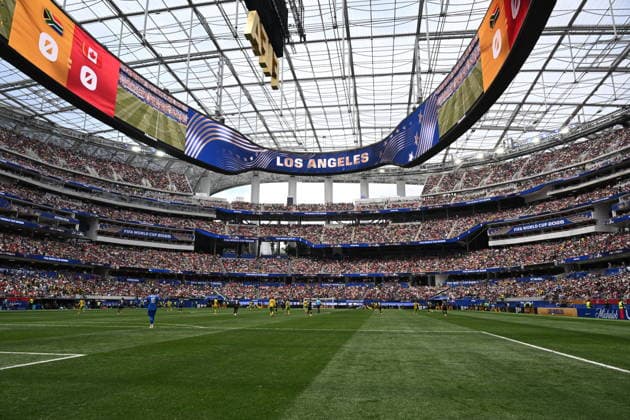 South Africa v Canada - FIFA World Cup, WM, Weltmeisterschaft, Fussball 2026 - Round of 32 INGLEWOOD, CALIFORNIA - JUNE 28: General view of the stadium during the 2026 FIFA World Cup Round of 32 match between South Africa and Canada at Los Angeles Stadium (SoFi Stadium) in Inglewood, California, United States on June 28, 2026. Tayfun Coskun Anadolu California United States. Editorial use only. Please get in touch for any other usage.  Copyright: x2026xAnadoluxTayfunxCoskunx