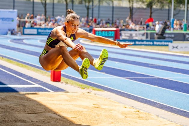 Ratingen, 28.06.2026, Leichathletik, Mehrkampf, Siebenkampf Vanessa Grimm (GER, Königsteiner LV) beim Weitsprung *** Ratingen, June 28, 2026, Track and Field, Combined Events, Heptathlon: Vanessa Grimm (GER), Königsteiner LV, in the long jump