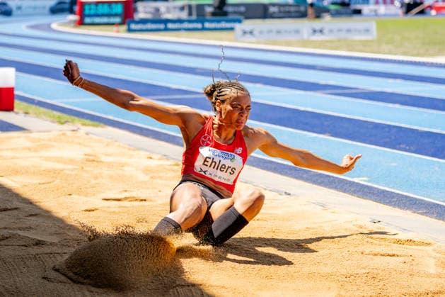 Ratingen, 28.06.2026, Leichathletik, Mehrkampf, Siebenkampf Anna-Elisabeth Ehlers (GER, TSV Bayer 04 Leverkusen) beim Weitsprung *** Ratingen, June 28, 2026, Track and Field, Combined Events, Heptathlon: Anna Elisabeth Ehlers (GER), TSV Bayer 04 Leverkusen, in the long jump
