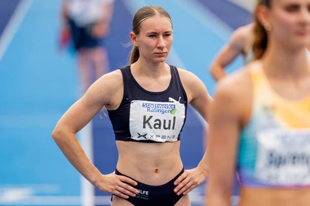 Ratingen, 28.06.2026, Leichathletik, Mehrkampf, Siebenkampf Emma Kaul (GER, USC Mainz) vor dem abschließenden 800m-Lauf *** Ratingen, June 28, 2026, Track and Field, Combined Events, Heptathlon: Emma Kaul (GER), USC Mainz, before the final 800-meter run