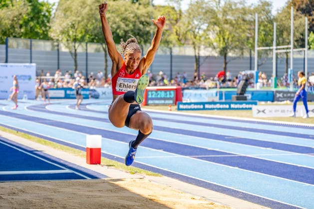 Ratingen, 28.06.2026, Leichathletik, Mehrkampf, Siebenkampf Anna-Elisabeth Ehlers (GER, TSV Bayer 04 Leverkusen) beim Weitsprung *** Ratingen, June 28, 2026, Track and Field, Combined Events, Heptathlon: Anna Elisabeth Ehlers (GER), TSV Bayer 04 Leverkusen, in the long jump
