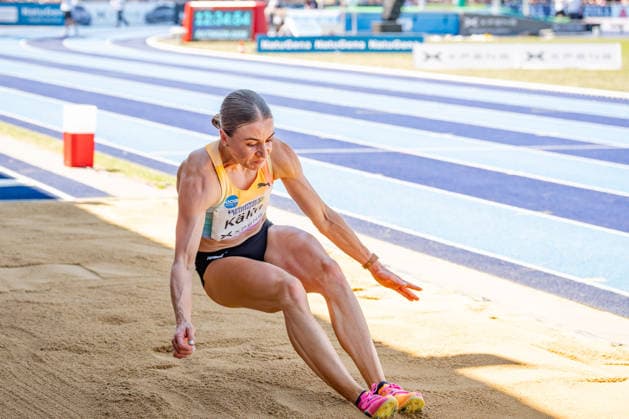 Ratingen, 28.06.2026, Leichathletik, Mehrkampf, Siebenkampf Annik Kälin (Switzerland) beim Weitsprung *** Ratingen, June 28, 2026, Track and Field, Combined Events, Heptathlon: Annik Kälin of Switzerland in the long jump