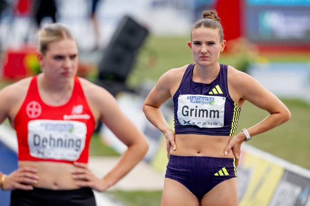 Ratingen, 28.06.2026, Leichathletik, Mehrkampf, Siebenkampf Vanessa Grimm (GER, Königsteiner LV) vor dem abschließenden 800m-Lauf *** Ratingen, June 28, 2026, Track and Field, Combined Events, Heptathlon: Vanessa Grimm (GER), Königsteiner LV, before the final 800-meter race