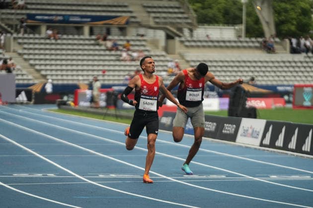 June 28, 2026, Paris, Å½Le-De-France, France: Aouub Sadni of France celebrates after winning the men s 400m Para Athletics event during the Wanda Diamond League Meeting de Paris at Stade Charlo ty. Paris France - ZUMAh209 20260628_zsp_h209_009 Copyright: xAlixHabibx