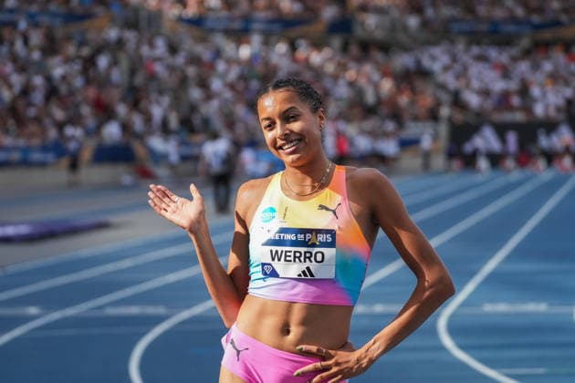 June 28, 2026, Paris, Å½Le-De-France, France: Audrey Werro of Switzerland celebrates after winning the women s 800m final in a world-leading time during the Wanda Diamond League Meeting de Paris at Stade Charlo ty. Paris France - ZUMAh209 20260628_zsp_h209_027 Copyright: xAlixHabibx