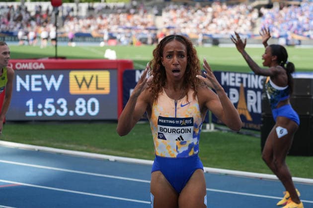 June 28, 2026, Paris, Å½Le-De-France, France: AnaoÂ¯s Bourgoin of France reacts after setting a French national record in the women s 800m final during the Wanda Diamond League Meeting de Paris at Stade Charlo ty. Paris France - ZUMAh209 20260628_zsp_h209_063 Copyright: xAlixHabibx