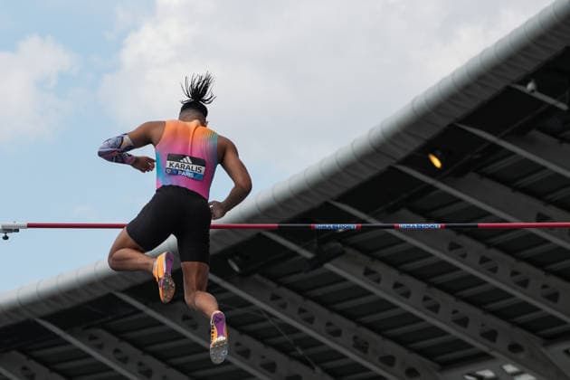 June 28, 2026, Paris, Å½Le-De-France, France: Emmanouil Karalis of Greece clears the bar during the men s pole vault final at the Wanda Diamond League Meeting de Paris at Stade Charlo ty. Paris France - ZUMAh209 20260628_zsp_h209_068 Copyright: xAlixHabibx