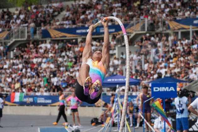 June 28, 2026, Paris, Å½Le-De-France, France: Thibaut Collet of France attempts a vault during the men s pole vault final at the Wanda Diamond League Meeting de Paris at Stade Charlo ty. Paris France - ZUMAh209 20260628_zsp_h209_071 Copyright: xAlixHabibx