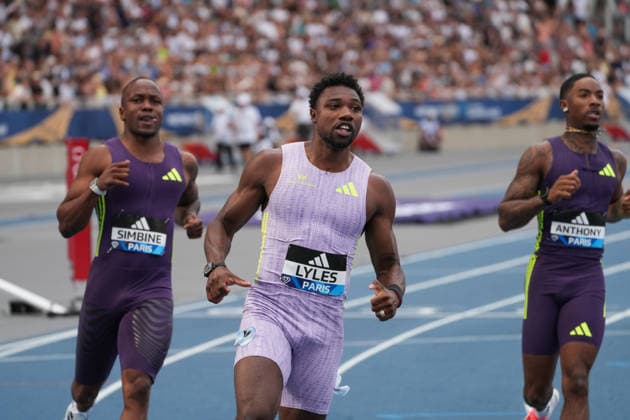 June 28, 2026, Paris, Å½Le-De-France, France: Noah Lyles of the United States looks towards the scoreboard after competing in the men s 100m final during the Wanda Diamond League Meeting de Paris at Stade Charlo ty. Paris France - ZUMAh209 20260628_zsp_h209_085 Copyright: xAlixHabibx