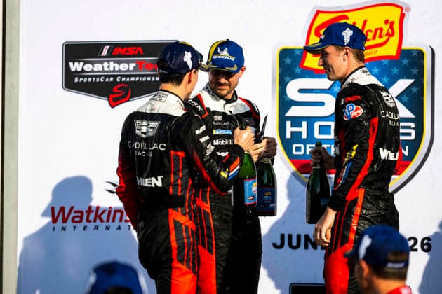 AUTO - 6 HOURS OF THE GLEN 2026 31 AITKEN Jack (gbr), BAMBER Earl (nzl), VESTI Frederik (dnk), Cadillac Whelen, Cadillac V-Series.R, podium during the Six Hours of the Glen 2026, 6th round of the 2026 IMSA WeatherTech SportsCar Championship, from June 26 to 28 on the Watkins Glen International in Watkins Glen, New York, United States of America - Watkins GlenUnited States  Copyright: xFabrizioxBoldonix