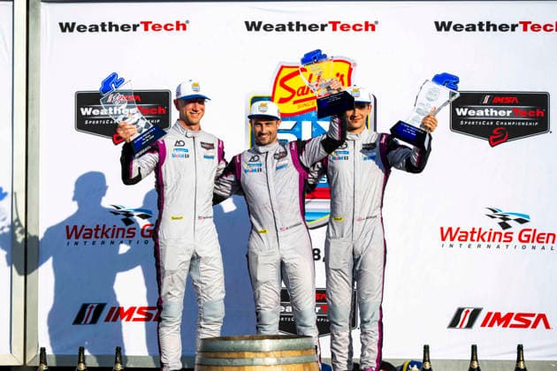 AUTO - 6 HOURS OF THE GLEN 2026 99 CAMERON Dane (usa), EDGAR Jonny (gbr), HYETT P. J. (usa), AO Racing, Oreca 07-Gibson, podium during the Six Hours of the Glen 2026, 6th round of the 2026 IMSA WeatherTech SportsCar Championship, from June 26 to 28 on the Watkins Glen International in Watkins Glen, New York, United States of America - Watkins GlenUnited States  Copyright: xFabrizioxBoldonix