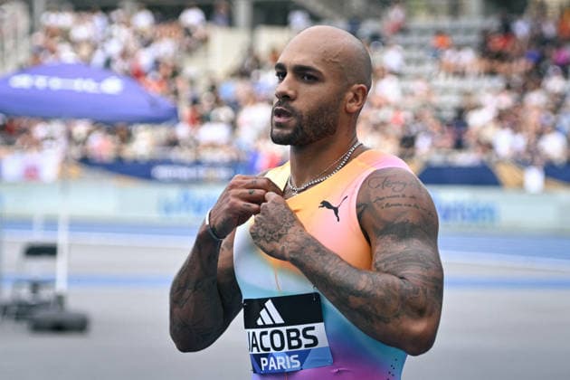 Wanda Diamond League in Paris FA Lamont Marcll Jacobs reacts after competing during the Wanda Diamond League tournament at the Charlety Stadium in Paris on June 28, 2026. Photo by Firas Abdullah ABACAPRESS.COM Paris Ile-de-France France  Copyright: xAbdullahxFiras ABACAx