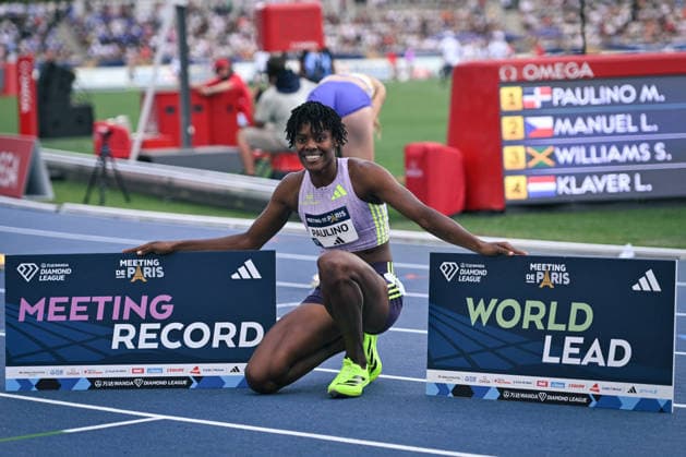 Wanda Diamond League in Paris FA Marileidy Paulino poses with her record after competing during the Wanda Diamond League tournament at the Charlety Stadium in Paris on June 28, 2026. Photo by Firas Abdullah ABACAPRESS.COM Paris Ile-de-France France  Copyright: xAbdullahxFiras ABACAx