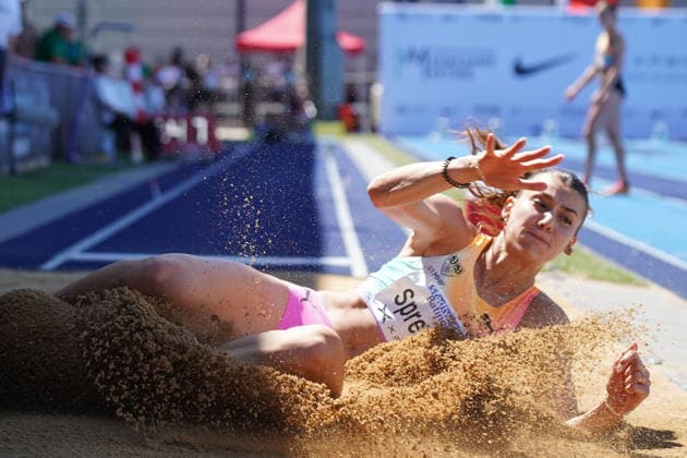 Leichtathletik, athletics,Track and Field, Stadtwerke Ratingen Mehrkampf-meeting 2026, Stadion am Stadionring Ratingen Heptathlon, Siebenkampf Weitsprung Sandrina Sprengel VfB Stuttgart *** Track and Field, Stadtwerke Ratingen Combined Events Meeting 2026, Stadion am Stadionring Ratingen, Heptathlon, Long Jump, Sandrina Sprengel, VfB Stuttgart